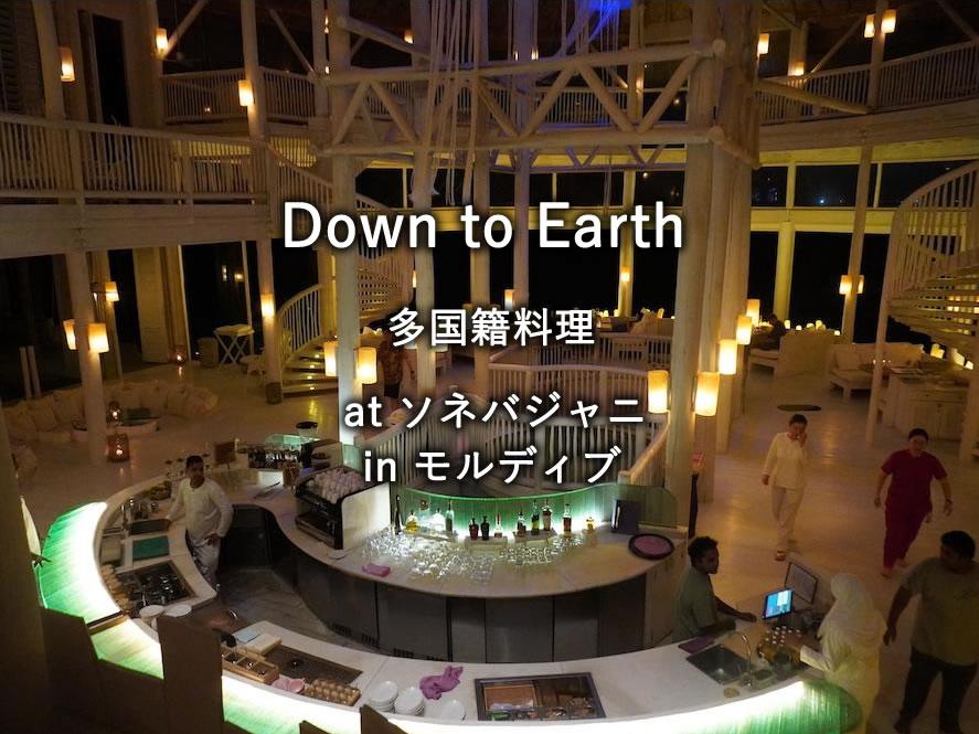 モルディブの水上リゾート「ソネバジャニ」のレストラン「Down to Earth」でのディナー