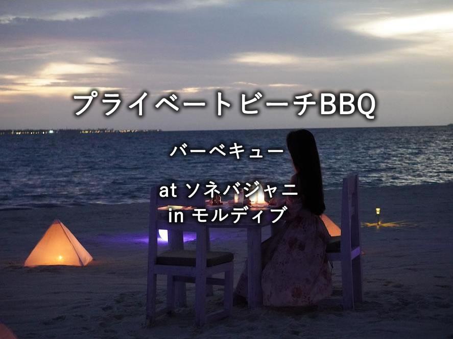 モルディブの水上リゾート「ソネバジャニ」での食事：プライベートビーチBBQ